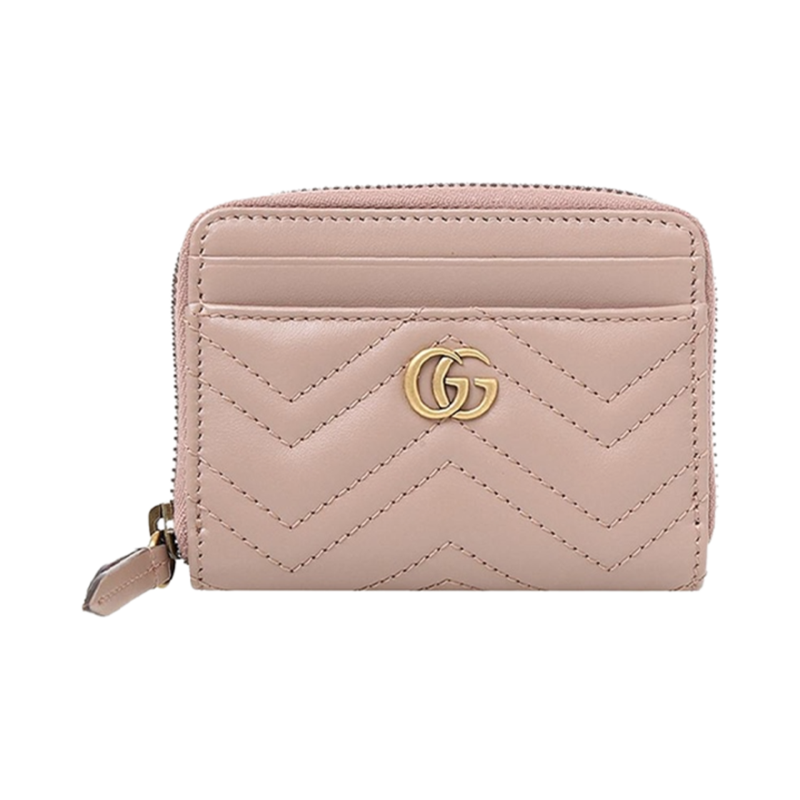 671772-DTDHT-5729 Gucci GG Marmont Matelasse Zip Card Case Dusty Pink