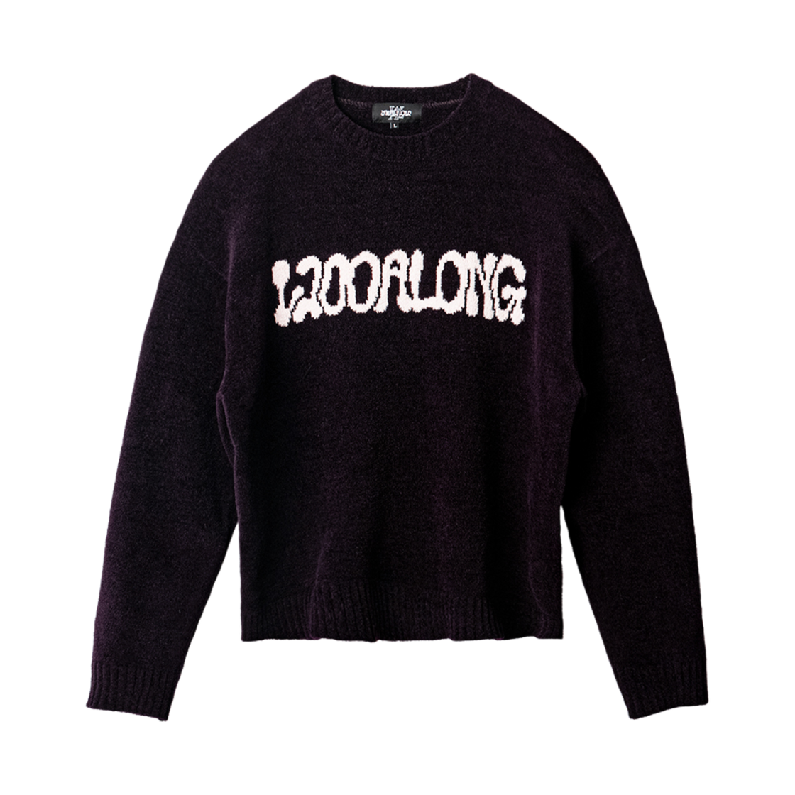WL243KKT02UWIB MELLOW Intarsia Lettering Pullover Knit Wine Black