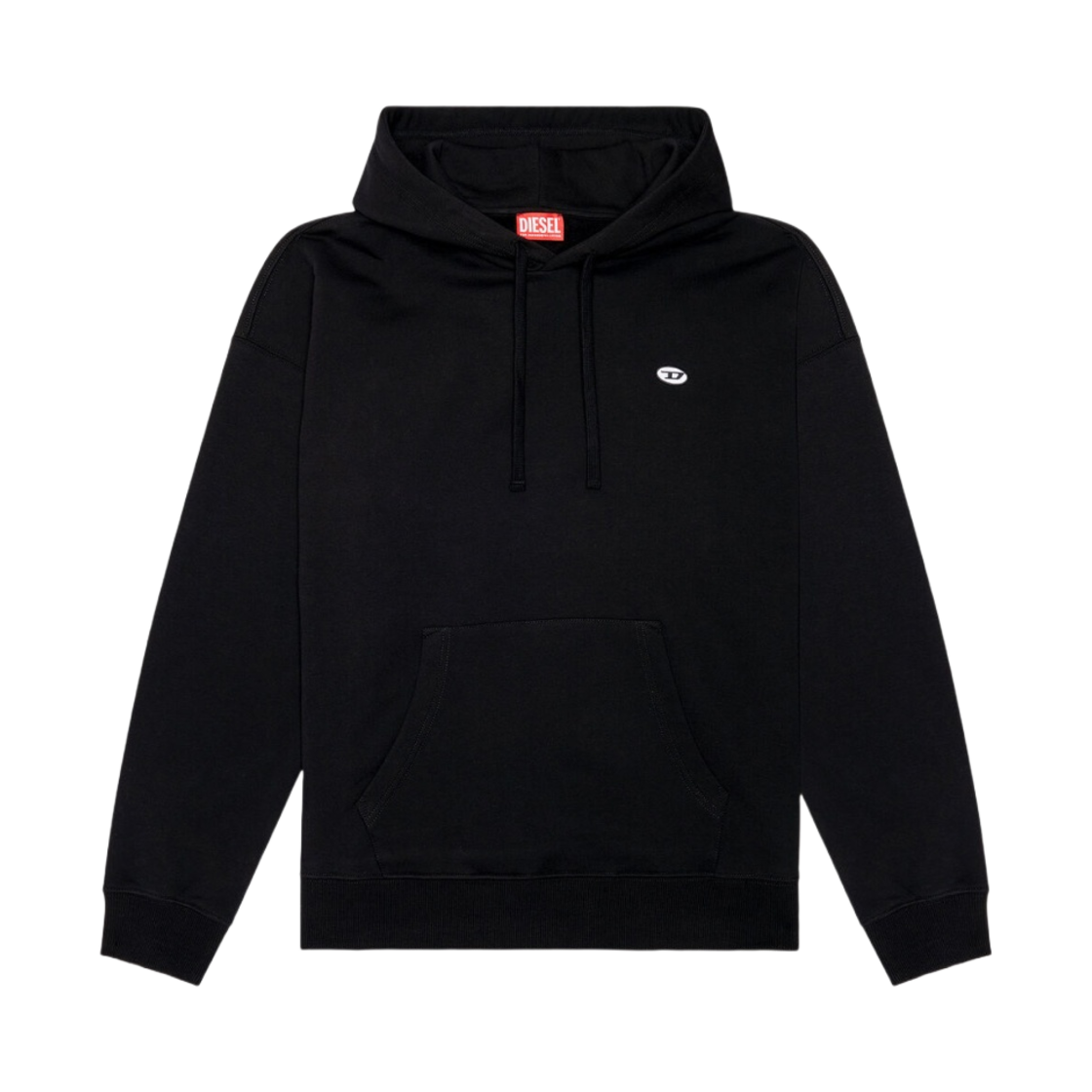 디젤 S-롭-후드-도벌-PJ 오발 D 패치 후드 블랙(Diesel S-Rob-Hood-Doval-PJ Hoodie with Oval D Patch Black)