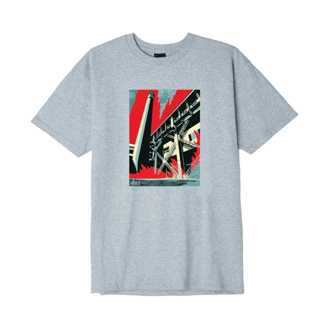 163082220 Obey Fossil Factory T-Shirt Heather Grey