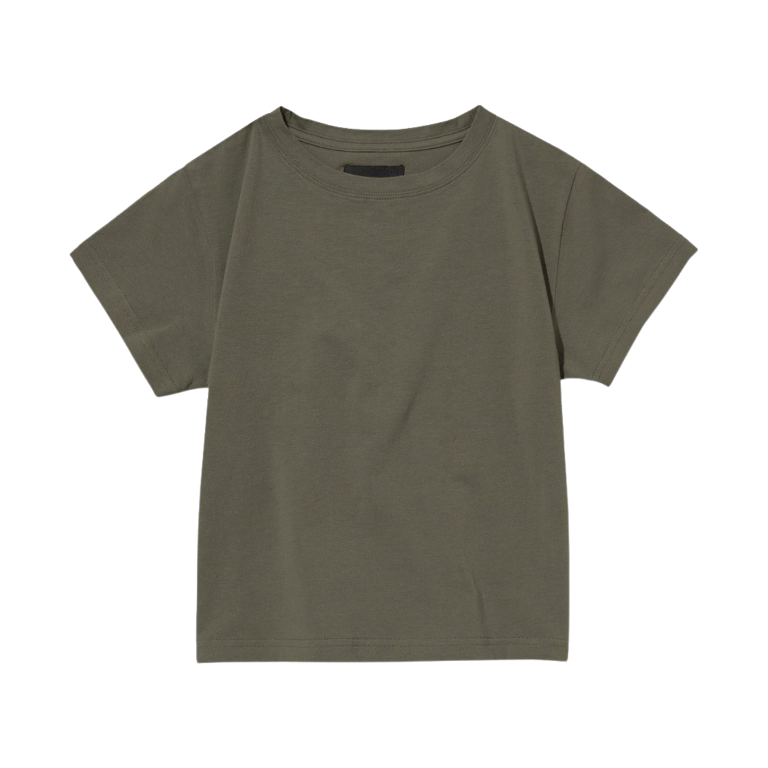 스웨이드 워시드 크롭 티 카키