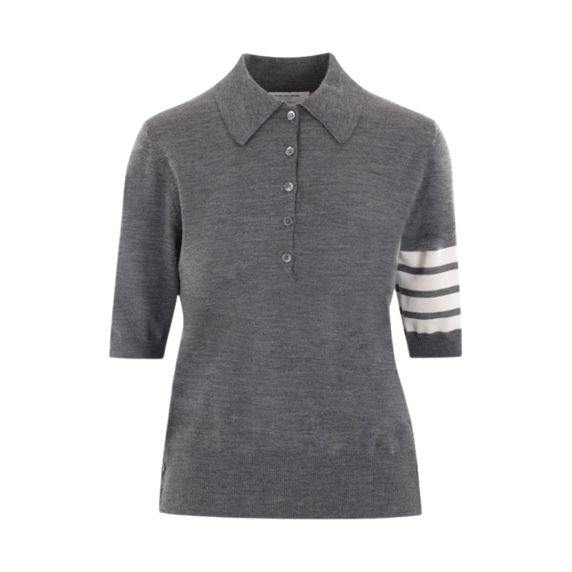 FKP053A-Y1014-035 (W) Thom Browne Virgin Wool Polo Shirt Medium Grey
