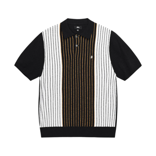Stussy Textured SS Polo Sweater Black Stripe