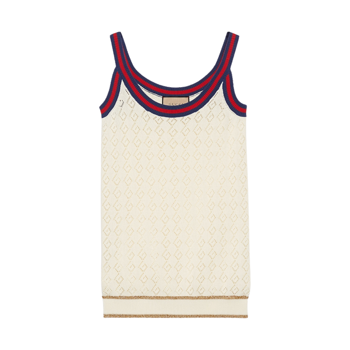 (W) 구찌 코튼 탱크탑 웹 아이보리((W) Gucci Cotton Tank Top with Web Ivory) - 1
