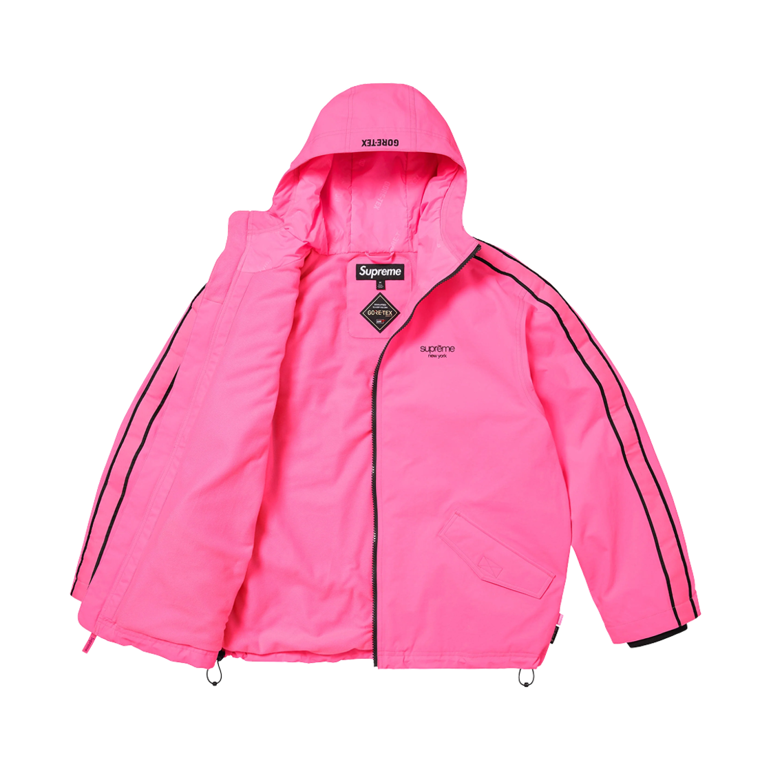 슈프림 고어텍스 스트라이프 후드 자켓 플로레센트 핑크 - 25SS(Supreme Gore-Tex Stripe Hooded Jacket Fluorescent Pink - 25SS) - 2