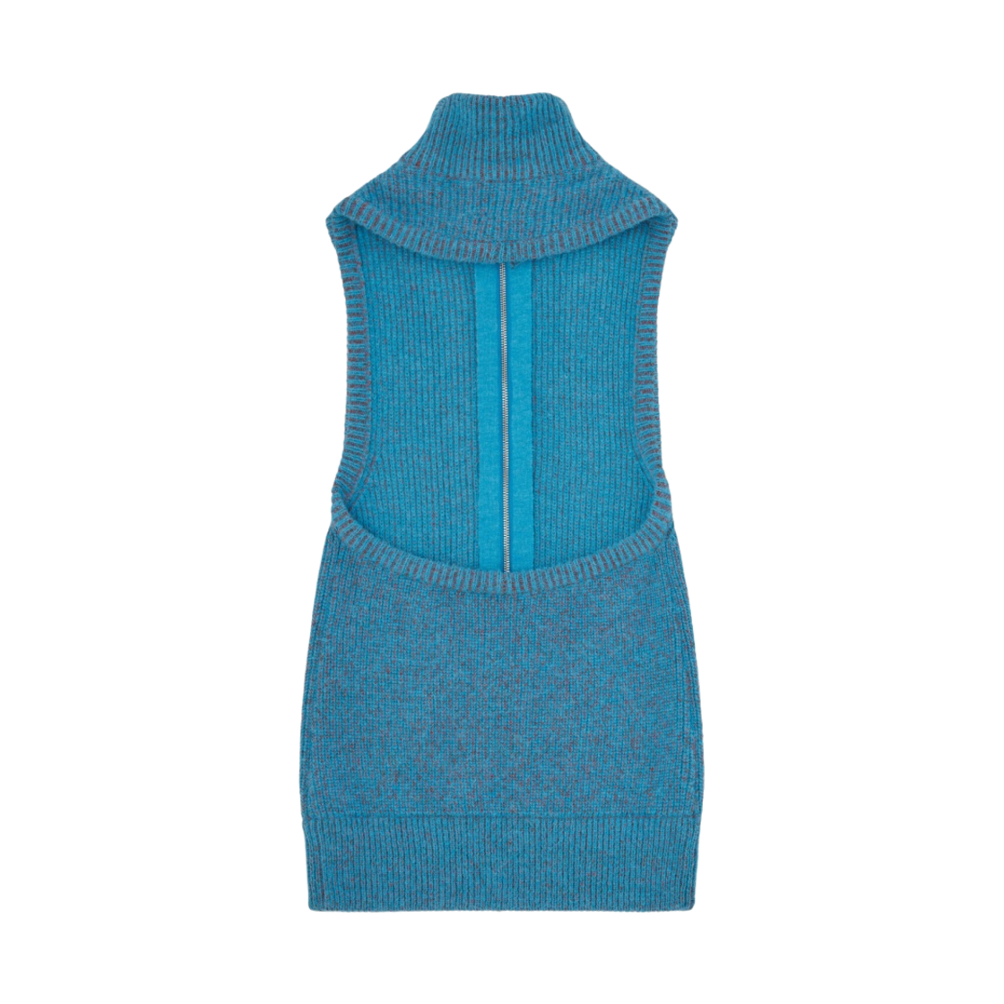 (W) MM6 메종 마르지엘라 집 오픈 백 스웨터 블루 스트라이프((W) MM6 Maison Margiela Zip Open Back Sweater Blue Stripes) - 2