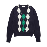 Dunst V-Neck Argyle Sweater Navy