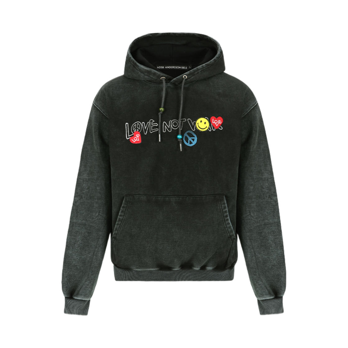 atb1253u(BLACK) ADSB Andersson Bell Unisex Love Dyed Hoodie Black