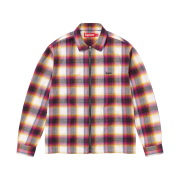 Supreme Shadow Plaid Flannel Zip Up Shirt White - 24SS