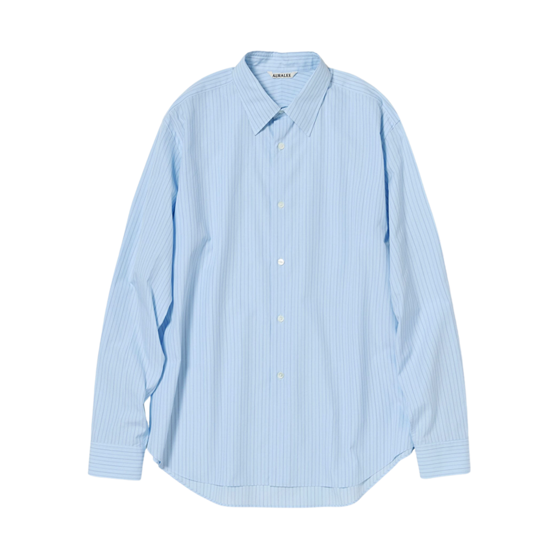 A25SS01SS Auralee Suvin High Count Cloth Stripe Shirt Light Blue Stripe