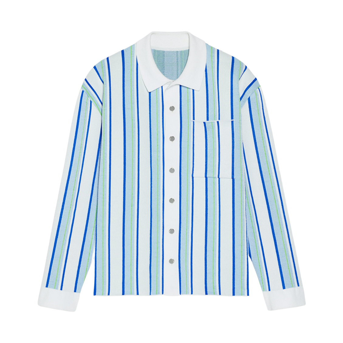 자크뮈스 라 슈미즈 마이유 폴로 스트라이프 니트 셔츠 멀티 화이트(Jacquemus La Chemise Maille Polo Striped Knit Shirt Multi White) - 1