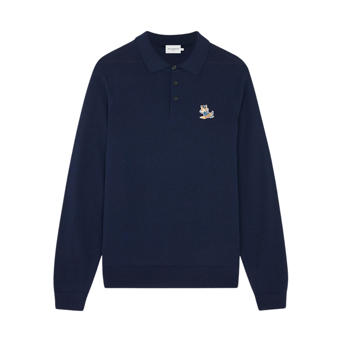 메종 키츠네 드레스드 폭스 패치 레귤러 폴로 점퍼 네이비(Maison Kitsune Dressed Fox Patch Regular Polo Jumper Navy)