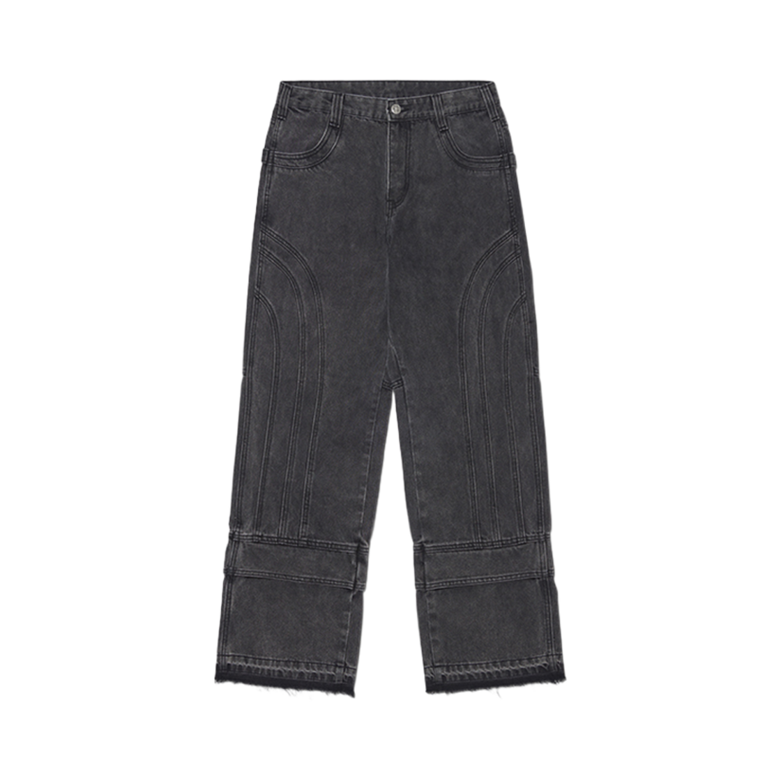 노매뉴얼 워시드 데님 워크 팬츠 워시드 블랙