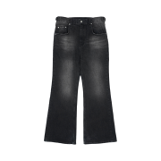 YIYAE Flared Washed Denim Pants Black