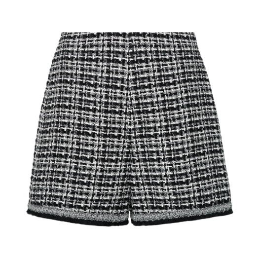 J1-093-2B00006-597II-F70 (W) Moncler High Waist Tweed Shorts Black White - 24SS