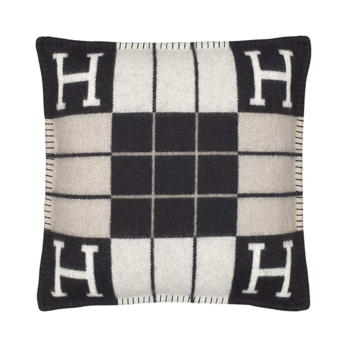 H102666M55 Hermes Avalon III Small Cushion Ecru Noir