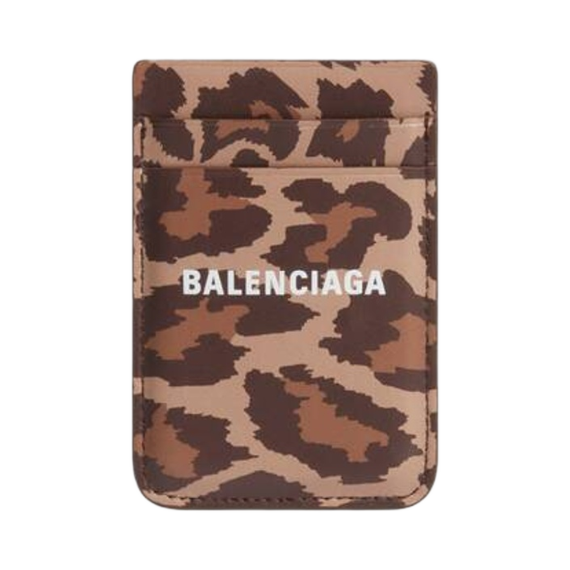 발렌시아가 캐쉬 마그넷 카드 홀더 로고 레오파드 프린트 베이지(Balenciaga Cash Magnet Card Holder With Leopard Print Beige) - 1