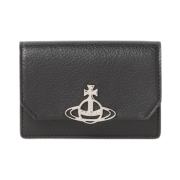 Vivienne Westwood Grain Leather Business Card Holder Black Silver