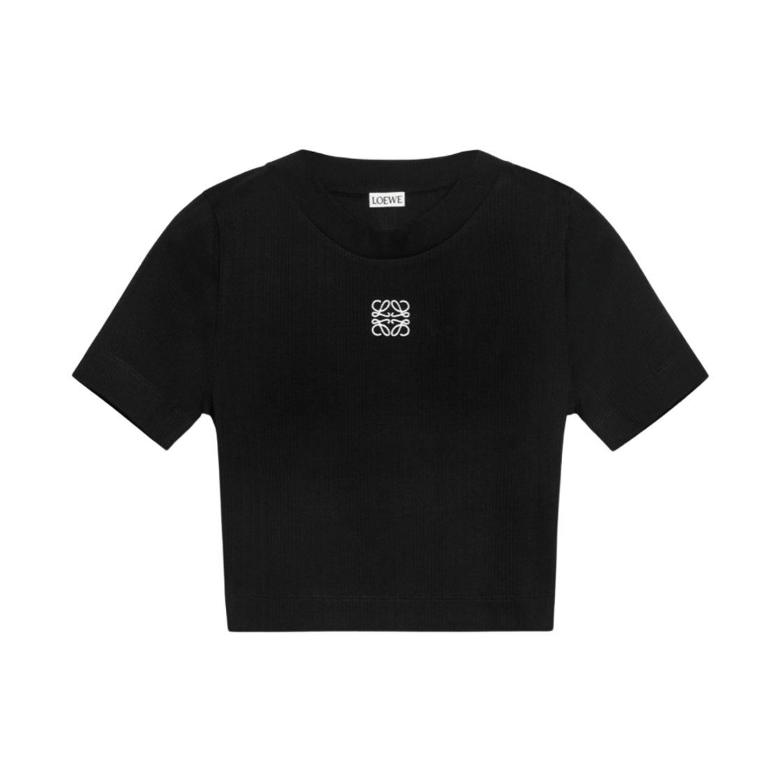 (W) 로에베 아나그램 립 코튼 저지 탑 블랙((W) Loewe Anagram Top in Ribbed Cotton Jersey Black) - 1