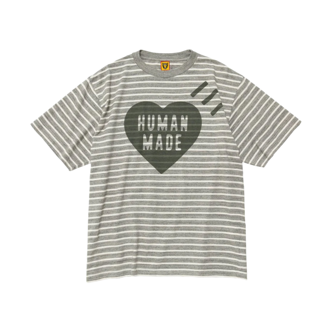 휴먼 메이드 스트라이프 하트 티셔츠 그레이(Human Made Striped Heart T-Shirt Gray) - 1