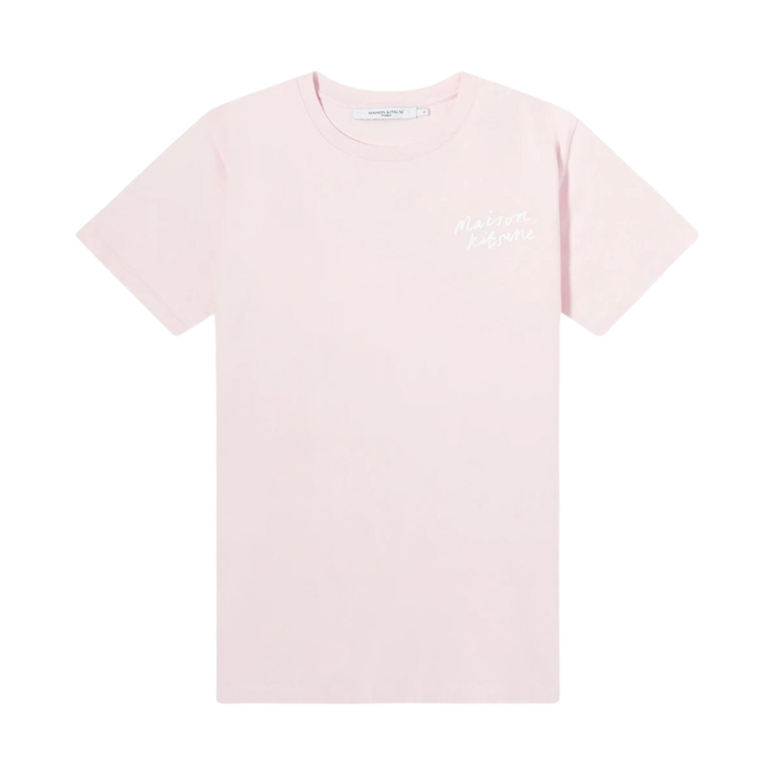 (W) 메종 키츠네 미니 핸드라이팅 클래식 티셔츠 라이트 핑크((W) Maison Kitsune Mini Handwriting Classic T-Shirt Light Pink) - 1