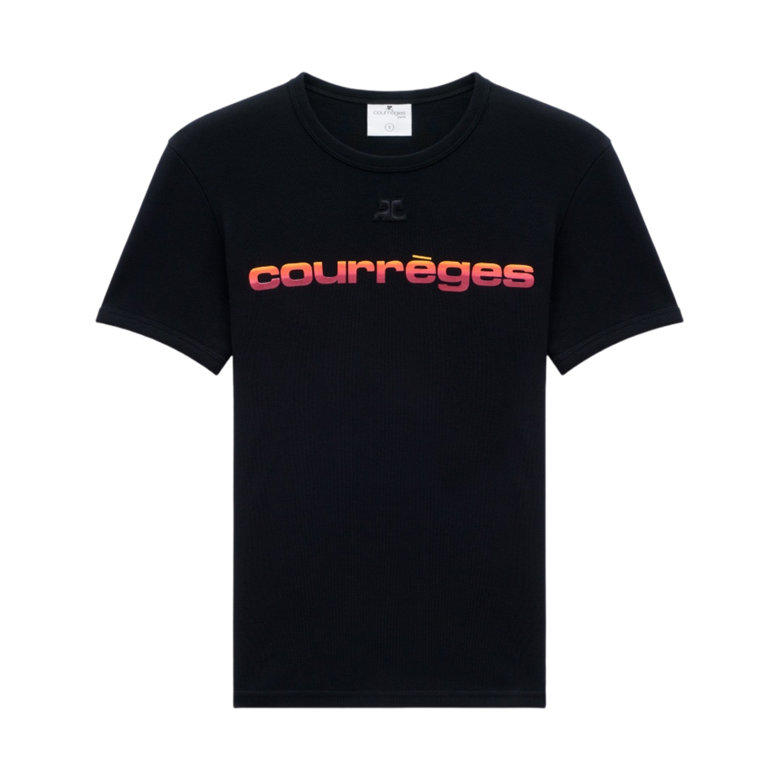 (W) 꾸레쥬 범피 콘트라스트 티셔츠 블랙((W) Courreges Bumpy Contrast T-Shirt Black) - 1