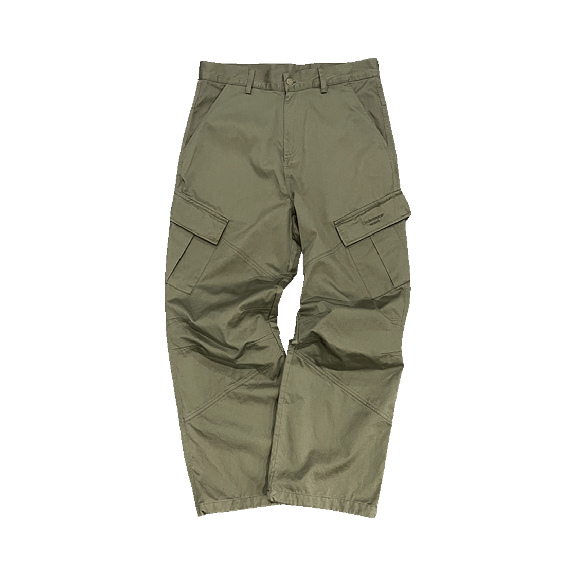 언더마이카 무.109 안티 Fxxking 로고 플레이 세미 와이드 카고 팬츠 카키(Undermycar Mu.109 Anti Fxxking Logo Play Semi-Wide Cargo Pants Khaki)