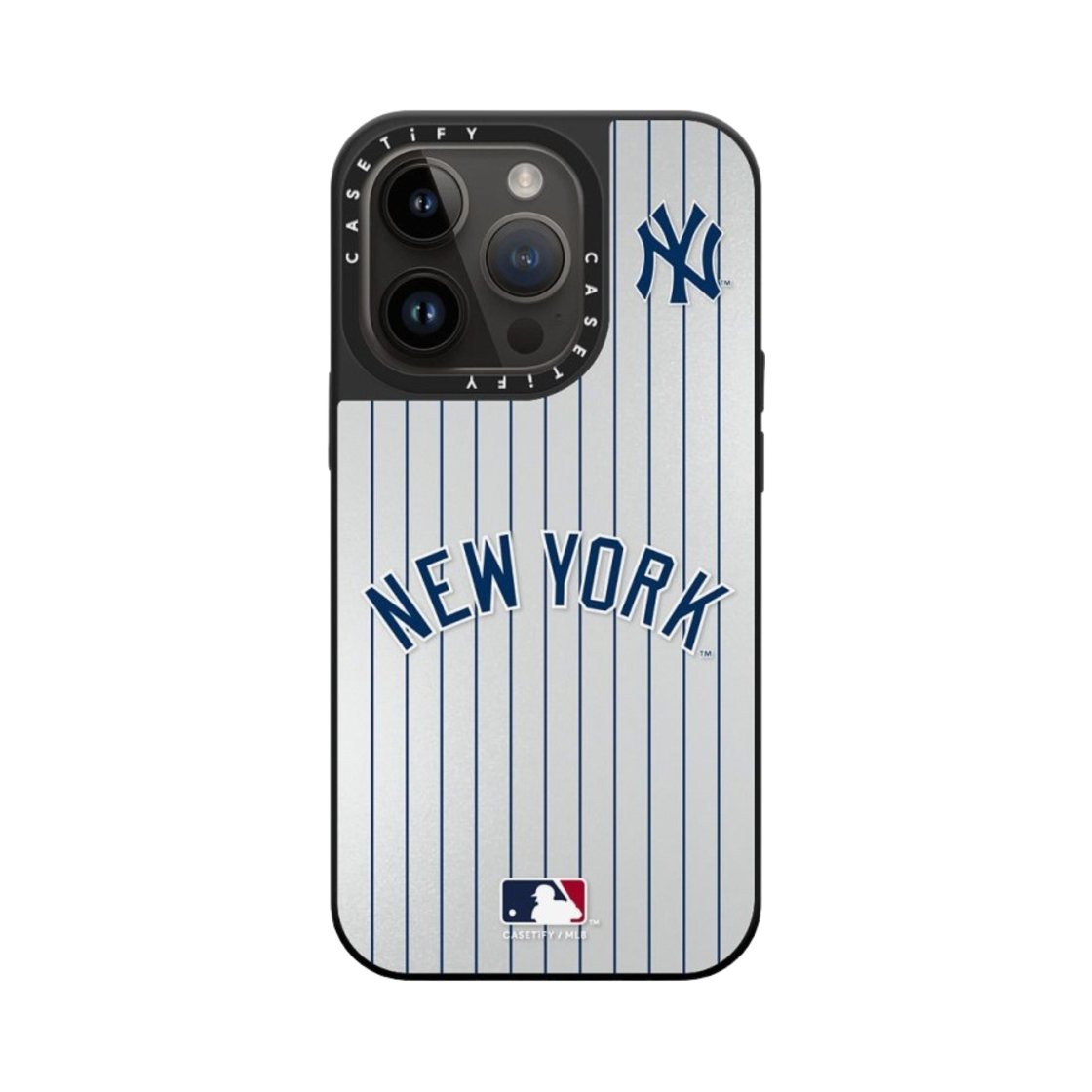 케이스티파이 x MLB 아이폰 뉴욕 양키스 저지 맥세이프 미러 케이스 실버 미러 블랙(Casetify x MLB iPhone New York Yankees Jersey MagSafe Mirror Case Silver Mirror Black) - 3