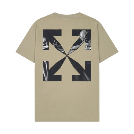 OMAA027S22JER0051710 Off-White Caravaggio Arrow Slim S/S T-Shirt Dark Sand Black
