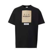 Burberry Label Applique Cotton Oversized T-Shirt Black
