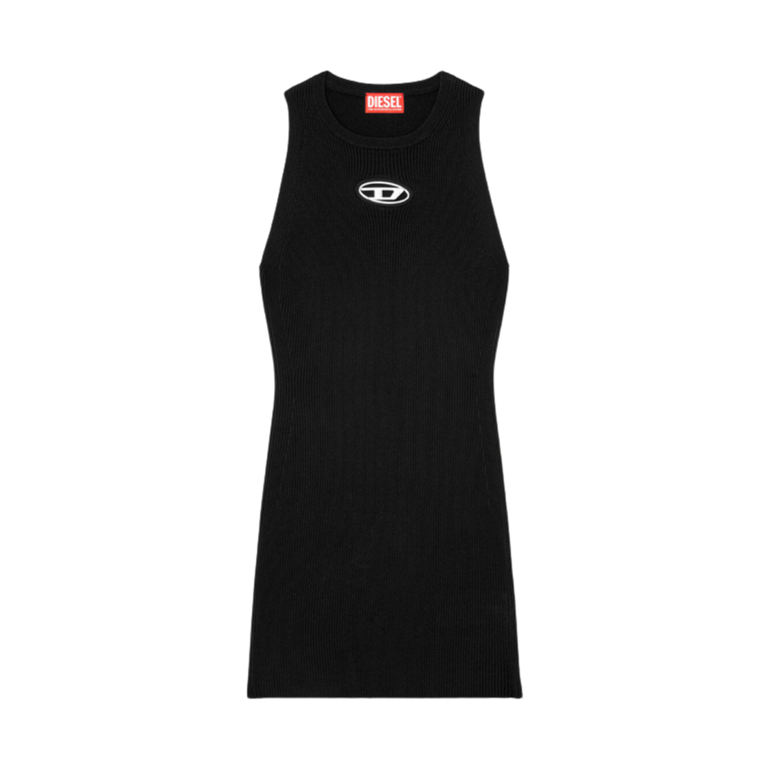 (W) 디젤 M-카딕스 립드 니트 슬리브리스 드레스 블랙((W) Diesel M-Caddix Ribbed Knit Sleeveless Dress Black)