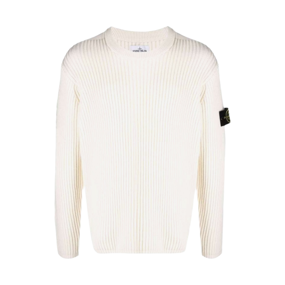 스톤 아일랜드 517C2 풀 립 퓨어 울 크루넥 니트 오프 화이트 - 21FW(Stone Island 517C2 Full Rib Pure Wool Crewneck Knit Off White - 21FW) - 1