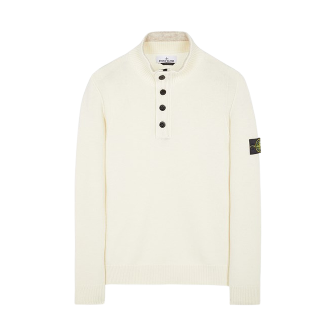 스톤 아일랜드 540A3 하이 넥 하프 버튼 램스울 니트 내츄럴 화이트 - 23FW(Stone Island 540A3 High Neck Half Button Lambswool Knit Natural White - 23FW) - 1