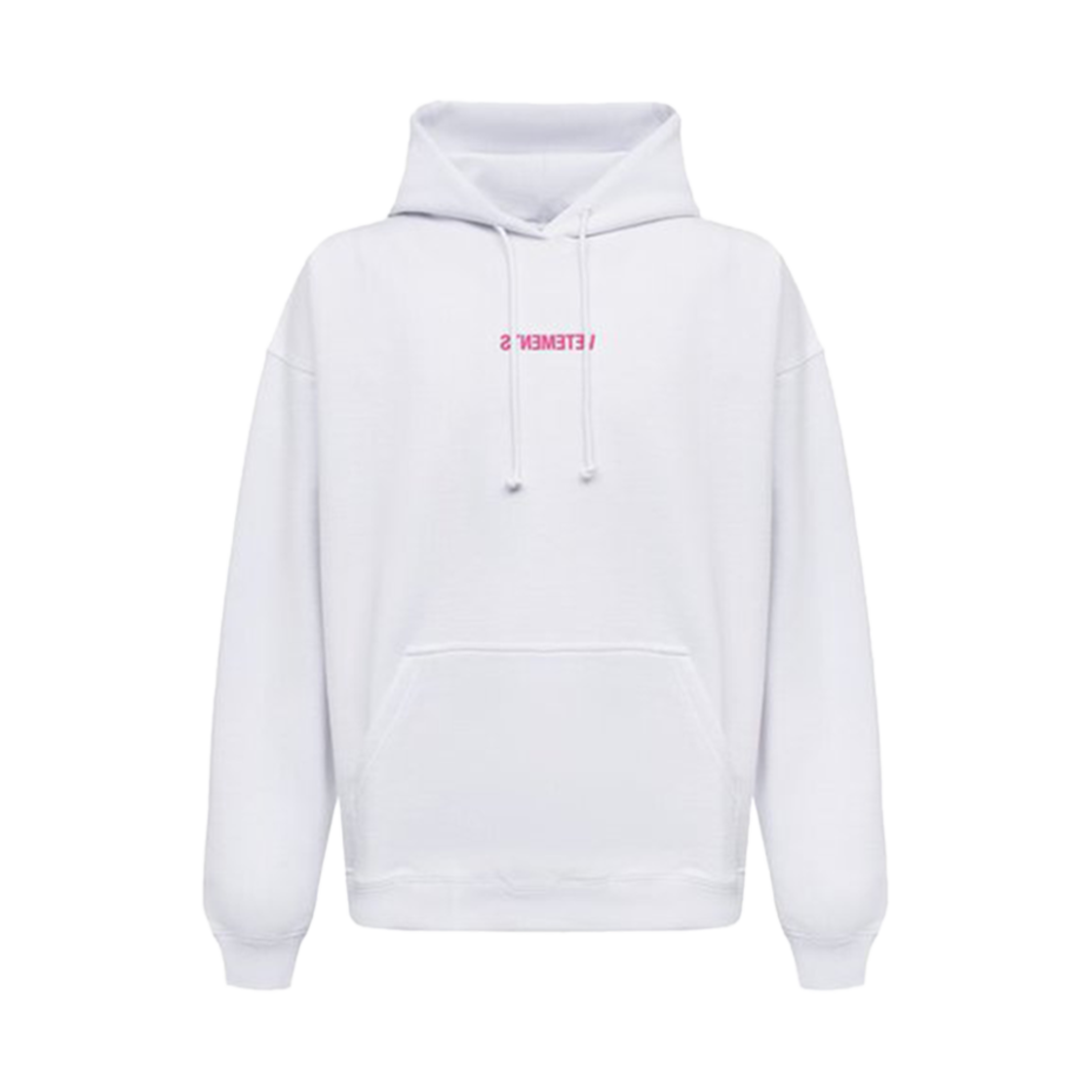 베트멍 로고 라벨 후드 화이트 핫 핑크(Vetements Logo Label Hoodie White Hot Pink)