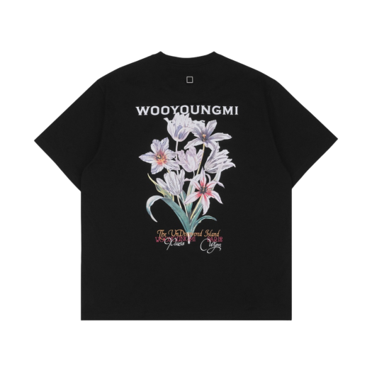 W241TS06708B Wooyoungmi Flower Back Logo T-Shirt Black - 24SS