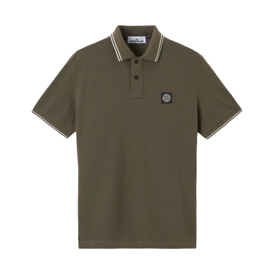K1S1522002-SCS0018-V0054 Stone Island 22002Sc Organic Cotton Elastane Pique Slim Fit Polo Shirt with Compass Patch Military Green - 25SS