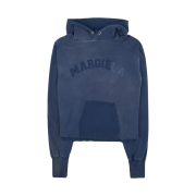 (W) Maison Margiela Logo Vintage Cotton Cropped Hoodie Blue