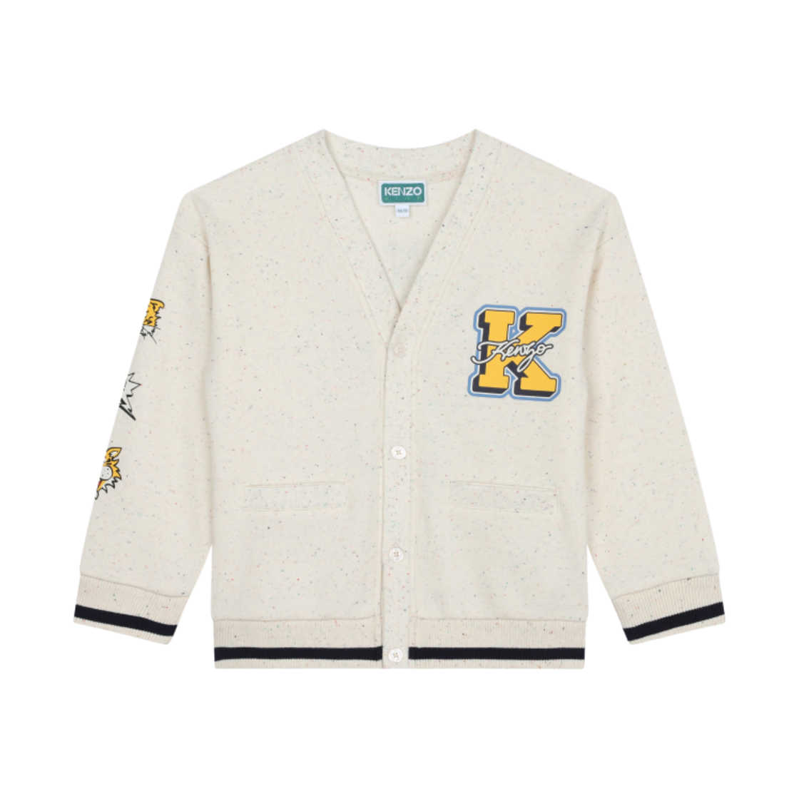 (키즈) 겐조 플리스 리빙 가디건 베이지((Kids) Kenzo Fleece Ribbing Cardigan Beige)