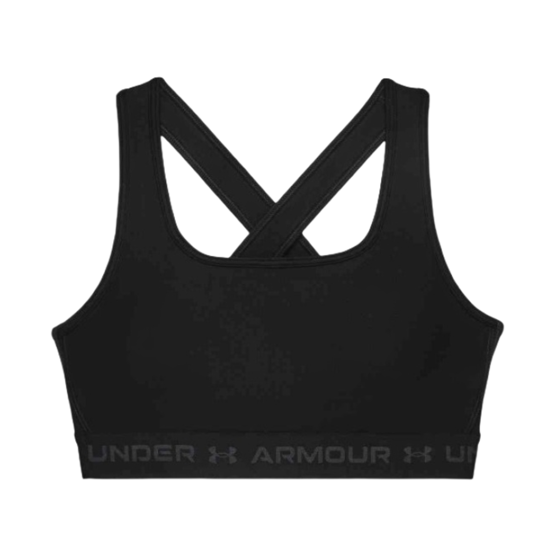 (W) 언더아머 미드 크로스백 스포츠 브라 블랙 제트 그레이