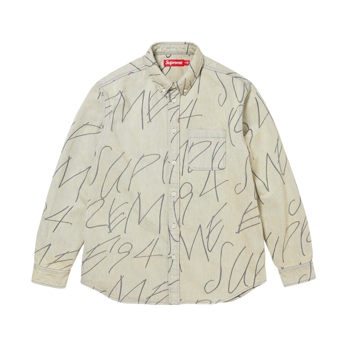 슈프림 핸드라이팅 자카드 데님 셔츠 더티 - 23FW