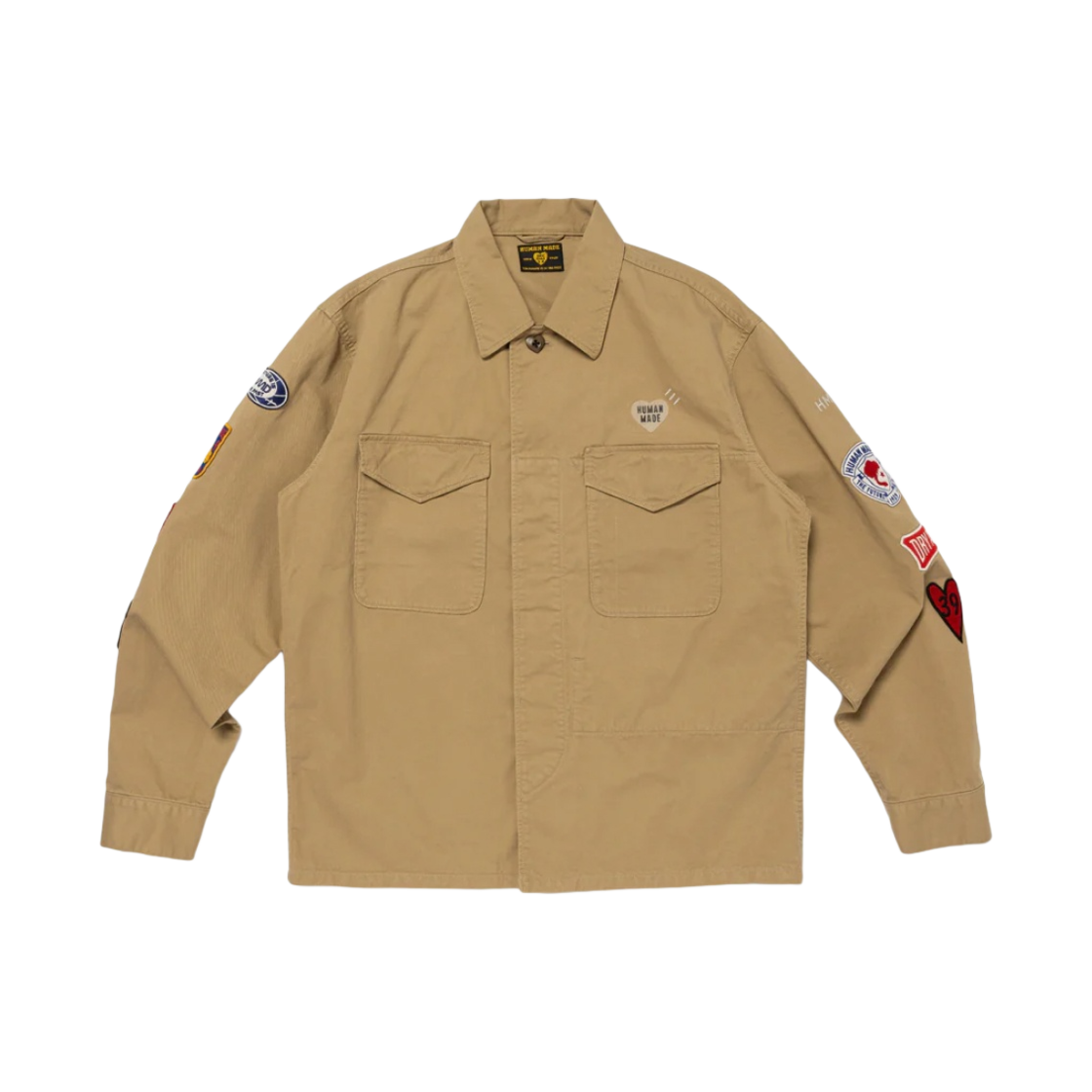 HM28SH009 Human Made Patched Military Shirt Beige