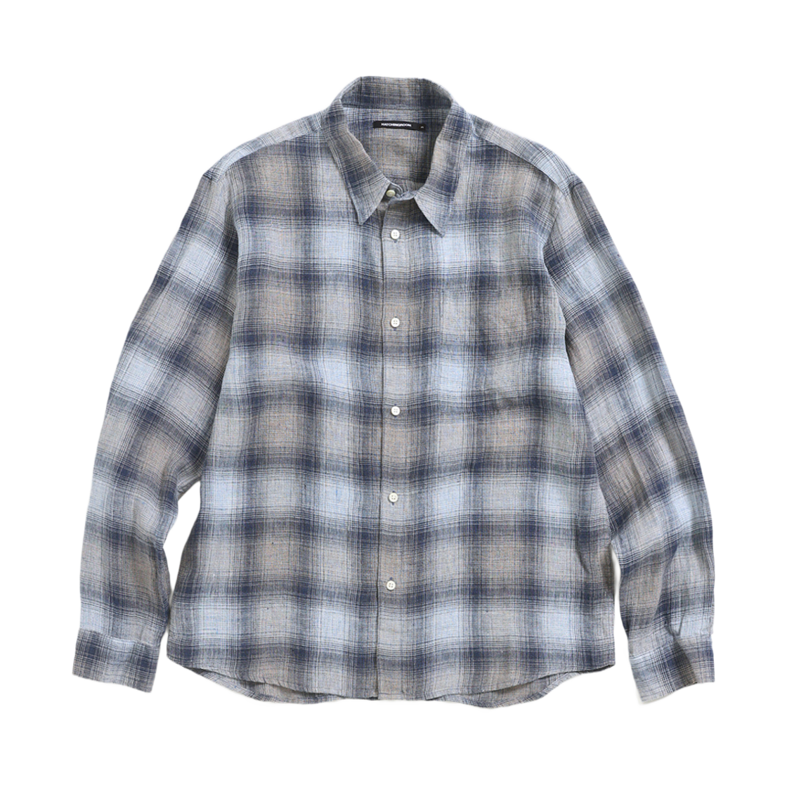 해칭룸 뮤지엄 셔츠 린넨 체크 블루 그레이(Hatchingroom Museum Shirt Linen Check Blue Grey) - 1