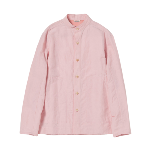 (W) Auralee High Density Finx Linen Weather Shirt Blouson Pink