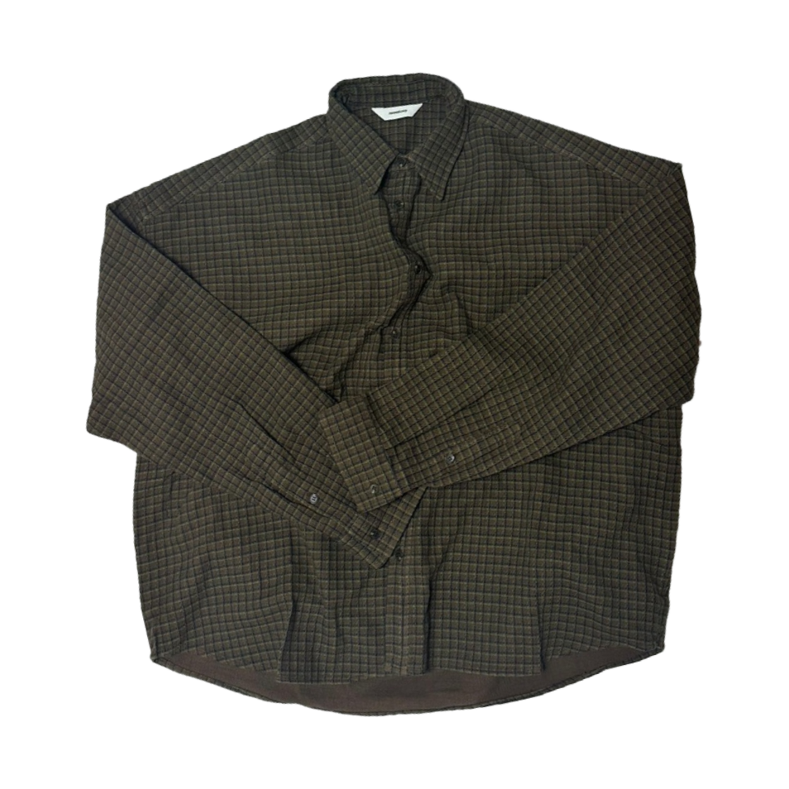 논노드 크롭 플렉서블 스트링 체크 셔츠 브라운(Nonnod Cropped Flexible String Check Shirt Brown)