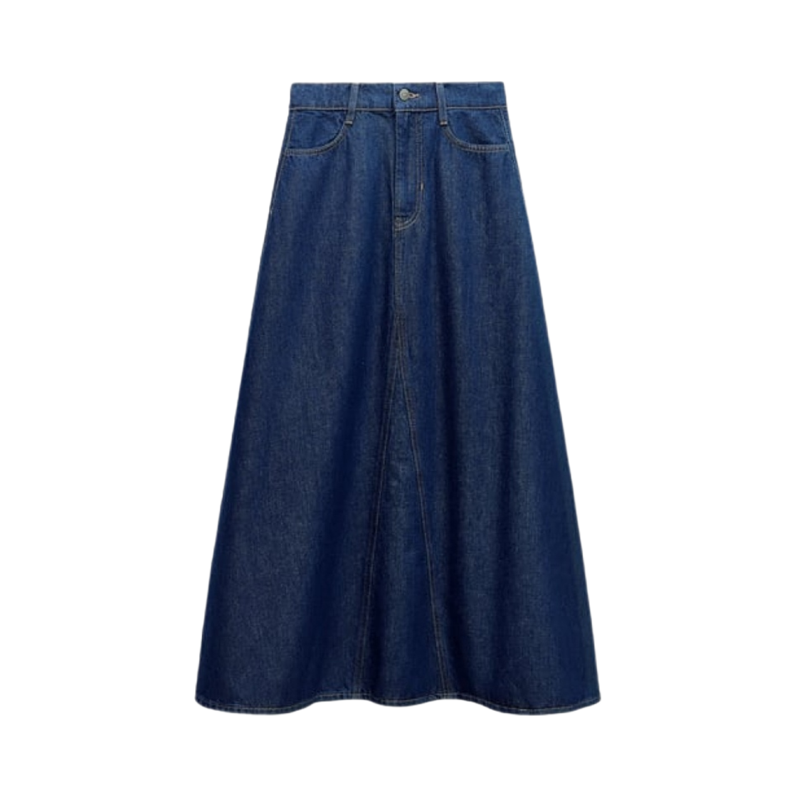 (W) 자라 Z1975 케이프 데님 미디 스커트 블루((W) Zara Z1975 Cape Denim Midi Skirt Blue) - 1
