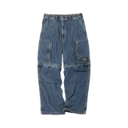 GU x Undercover Denim Convertible Wide Cargo Pants Blue - JP