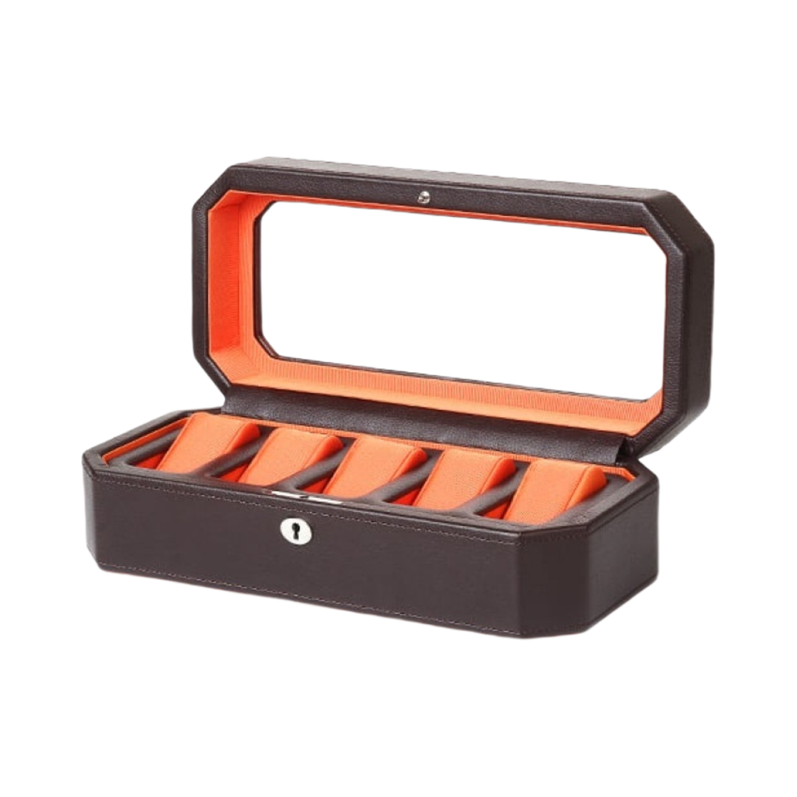 458306 Wolf 1834 Heritage 5 piece Watch Box Brown Orange