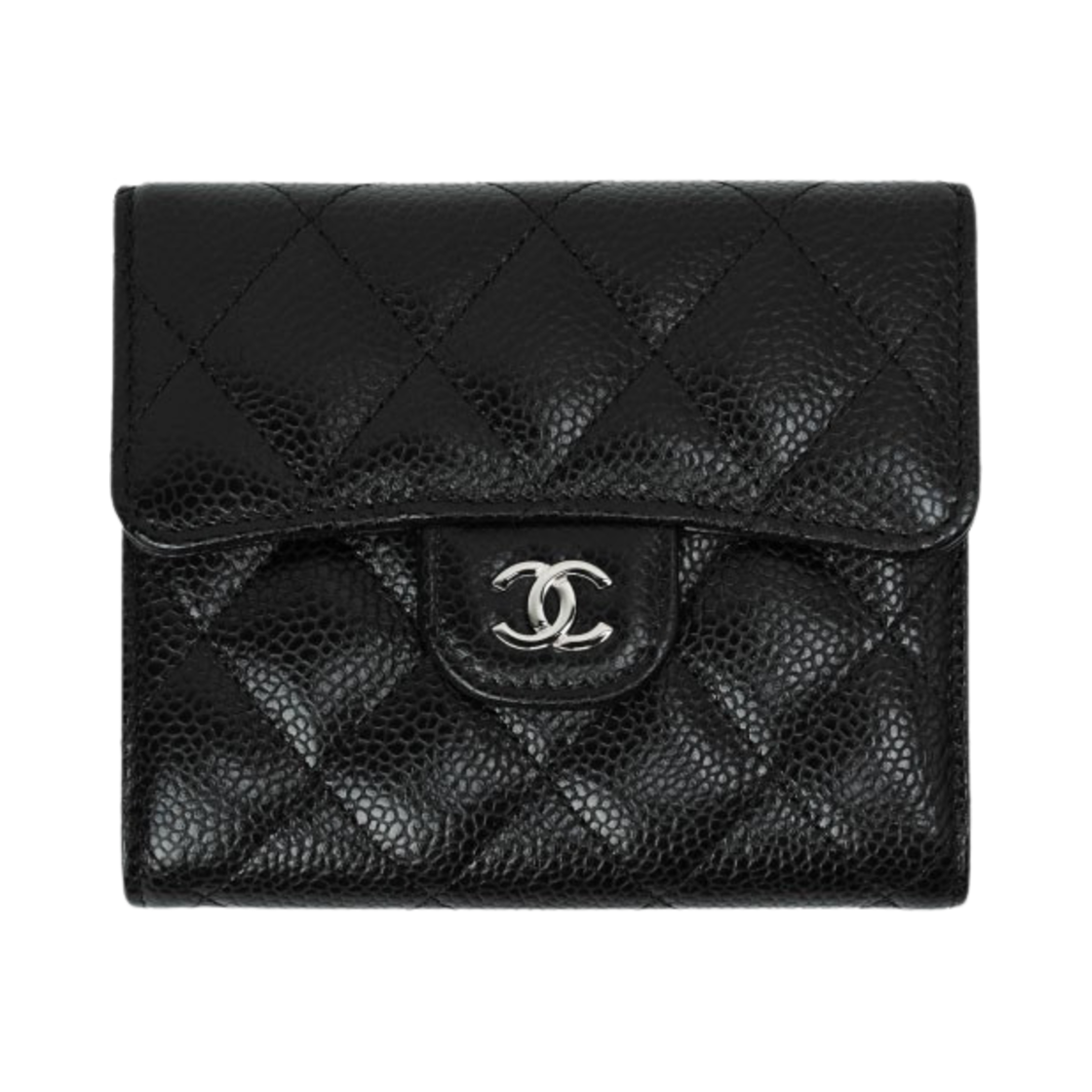 AP0231-Y01588-C3906 Chanel Small Classic Flap Wallet Grained Calfskin & Silver Black