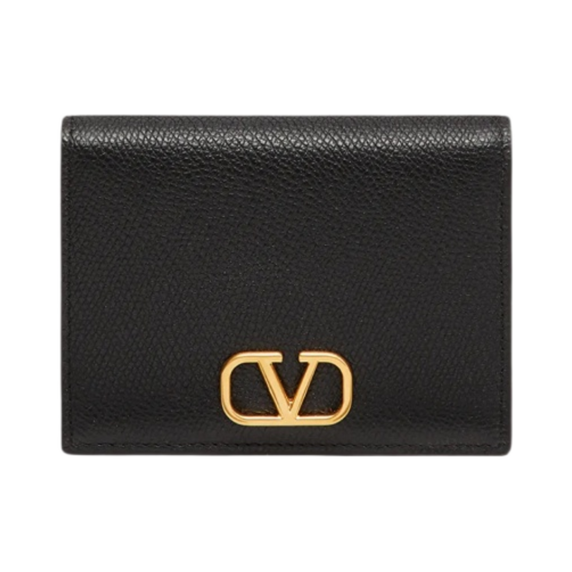 발렌티노 컴팩트 브이로고 시그니쳐 그레이니 카프스킨 지갑 블랙(Valentino Compact Vlogo Signature Grainy Calfskin Wallet Black)