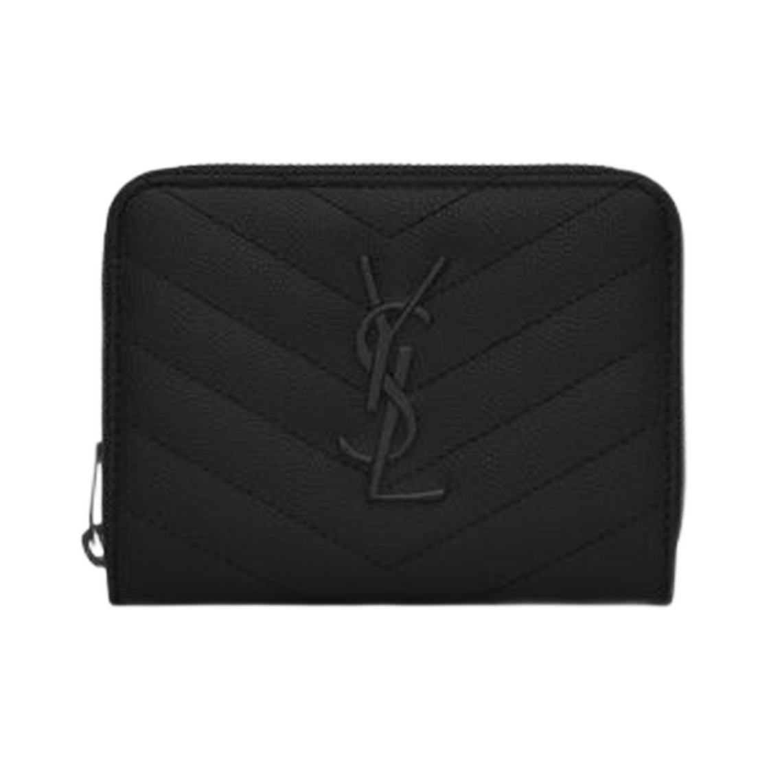 생로랑 카산드라 마틀라세 컴팩트 집 어라운드 월렛 그레인 드 뿌드르 엠보스 레더 블랙(Saint Laurent Cassandre Matelasse Compact Zip Around Wallet in Grain De Poudre Embossed Leather Black) - 1
